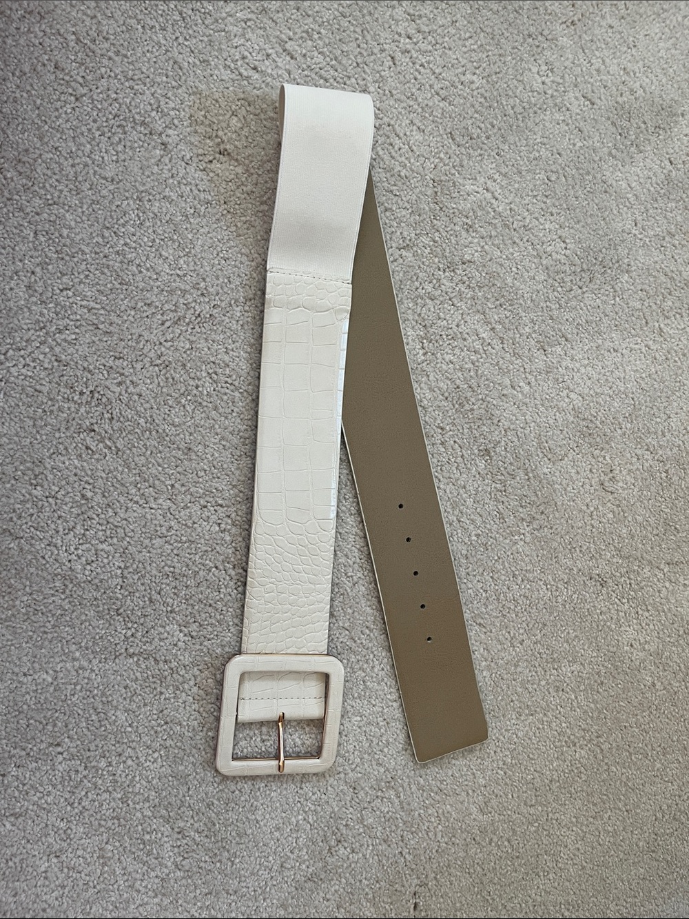 NWT Express Croc-Embossed Wide Prong Buckle Belt in Sandshell - M/L